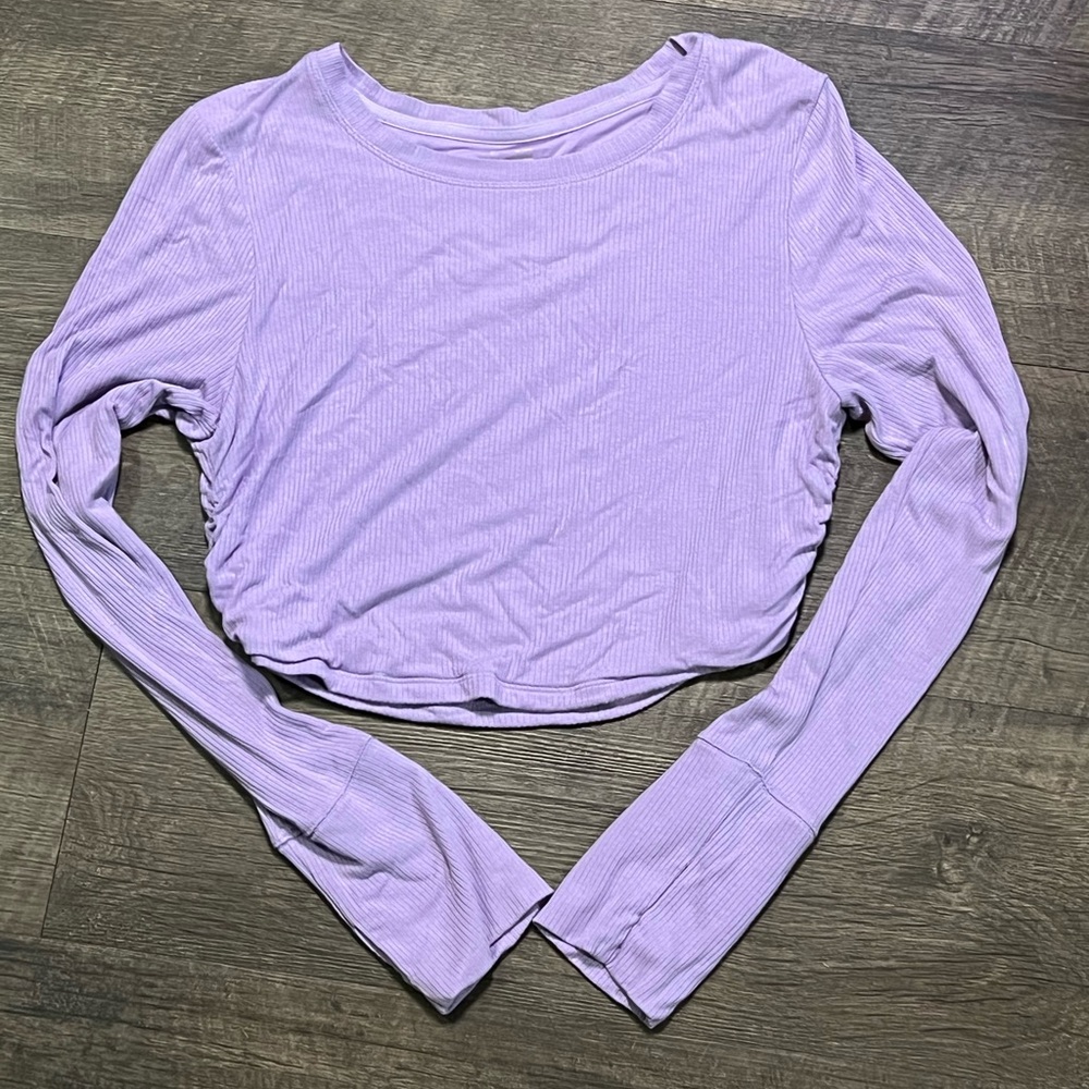 Offline by Aerie Lavender Long Sleeve Crop Top